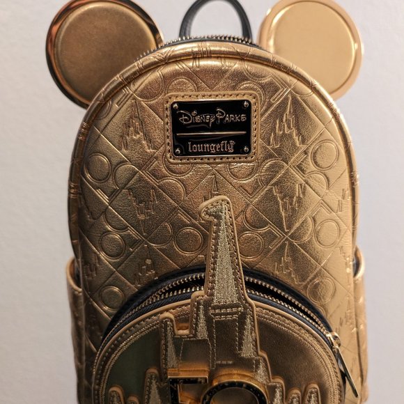 Loungefly Gold Leather 50th Anniversary Mini Backpack